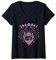 Damen Retro Sonnenuntergang Kaktus Phasen Mond Vaporwave Outfit Damen Herren T-Shirt mit V-Ausschnitt