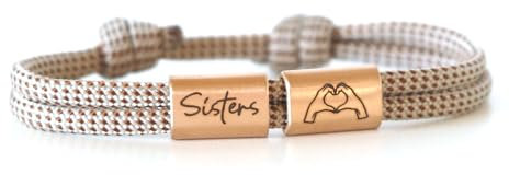 Personalisierbares Segeltau Armband mit Edelstahl Schieber, individuelle Schwester oder Bruder Gravur – ideales Geschenk für Geschwister, handgefertigt