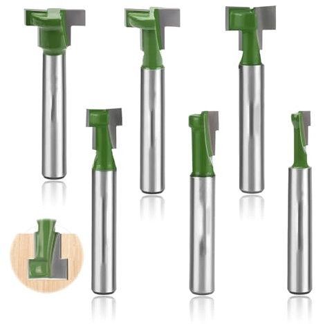 Tkxjry 6Pz T-Slot Track Fresa Legno,T-Slot carburo,Cutter Router Cnc Bit,T-Slot Fresa Scanalature Legno,T-Slot carburo Cutter Router,T-Slot Track Fresa Leg,per scanalatura e lavorazione del legno,viti