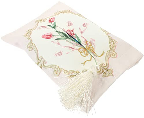 DRESSOOS Scatola Per Fazzoletti in Tessuto Motivo Fiore Porta Tovaglioli Creativo Scatola Per Tovaglioli Di Stoffa Decorazione Per Custodia Per Fazzoletti Perle e Frange Finte