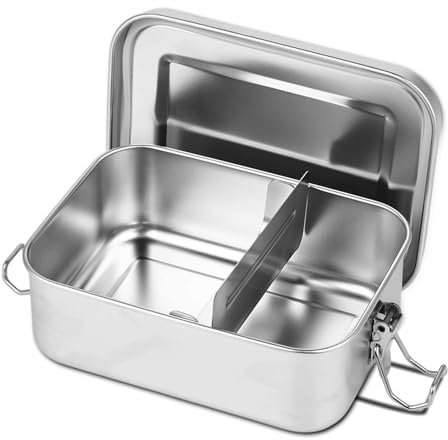 Qacpahucy Lunch Box in acciaio inossidabile 850ml - Porta pranzo antiperdite con 1 scomparto - Ideale per bambini scuola lavoro e picnic - Lunch box impermeabile e riutilizzabile