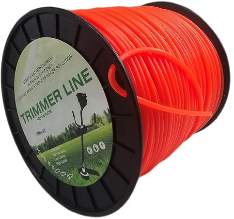 Unkrautfresserschnur, 100 % Nylon, strapazierfähig, 2,3 kg, 3,7 m Länge, rund, Unkrautvernichter, 155, Trimmerschnur für Garten und Gras, Orange