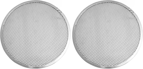 Fackelmann FM Professional 21692 Plaque pizza, Plaque four pizza, Four pizza, Plaque ronde, Grille de cuisson, Pizza, Aluminium, Argenté, 30 cm (Lot de 2)