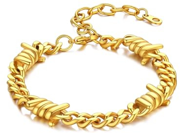 Bandmax Armband Herren Edelstahl Panzerkette Armbänder Männer Dornen Gliederarmband 5/7/9/12mm Kubanisch Kettenarmband Silber/Gold/Schwarz Armreif Armkette Modeschmuck für Geburtstag