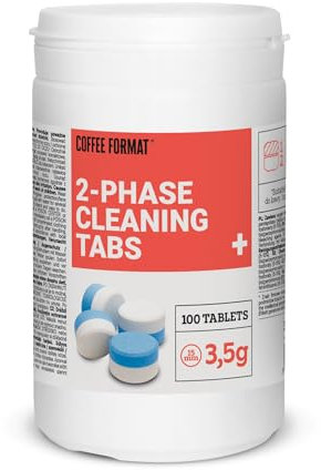 Coffee Format 2-Phase Cleaning Tabs Plus 100x3,5g, 2-Phasen Reinigungstabletten für Kaffeevollautomaten Entfernung von Kaffeerückständen Reiniger Tabs Kaffeemaschinen kompatibel mit Jura