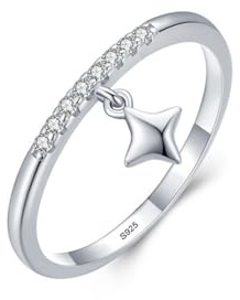 Skcess Verlobungsring Damen 925 Sterlingsilber, Damenring Weiß Zirkonia Ring mit Herzform Größe 60 (19.1)