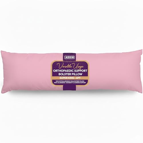 adsin Bolster Pillowcases - Pregnancy Maternity Orthopaedic Support Pillowcase Pink (Super King 6FT)