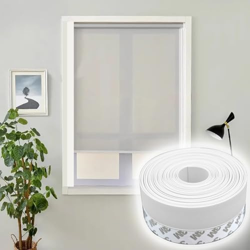 Self Adhesive Light Blocking Strips, Flexible Silicone Window Light Blocker, 4.5cm Widen Side Blackout Blocker Tapes for the Gap of Roller Shade(White)