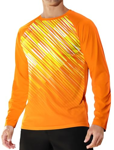 APTRO Herren Sport Tshirts Langarm UV T Shirt Funktionsshirt atmungsaktive Fitness Trikot Schnelltrocknend Training Laufshirt Orange 3XL