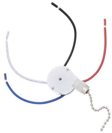TIDTALEO Interruttore per Ventilatore da Soffitto 4 Fili 3 Velocità | Controllo Velocità a Corda, Ricambio per Ventilatore da Soffitto e Luci Armadio, per Uso Domestico