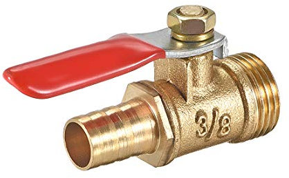 uxcell Brass Air Ball Valve Shut-Off Switch G3/8 Male to 3/8 Hose Barb Pipe Tubing Fitting Coupler 180 Degree Operation Handle