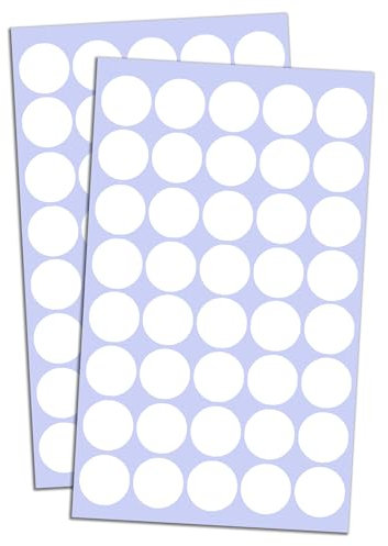 2000 Stück, 20mm Punktaufkleber Klebepunkte Aufkleber Etiketten Markierungspunkte Selbstklebende - Weiß