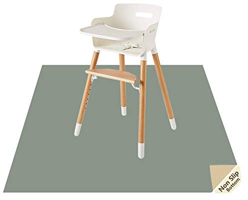 Baby Splat Floor Mat for Under High Chair/Arts/Crafts by CLCROBD, 51 Waterproof Anti-Slip Food Splash Spill Mat for Eating Mess, Washable Floor Protector Mat and Table Cloth (gray)