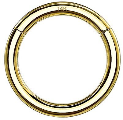 Segment Clicker Scharnier Ring Piercing 585 Gold 14 Karat Septum Tragus Helix Nase Lippe Nasenring Nasenpiercing Ohr Knorpel Daith Gelbgold - 1,2mm x 10mm