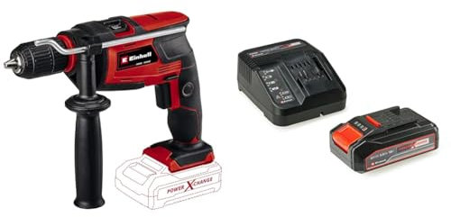 Einhell Power X-Change 18V Cordless Impact Drill with Battery and Charger - 2-in-1 Drill and Hammer Drill for Wood, Cement and Metal - TC-ID 18 Li Percussion Drill Set