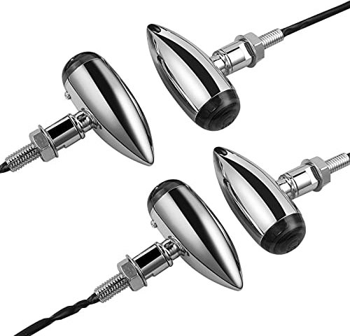 Justech Motorrad Blinker LED Licht Universal 4x Vorne Hinten Blinkerleuchte Glühlampe Signallicht 12 LED pro Licht Lauflichter Markierungsleuchten IP65 Wasserdicht Stoßfest für Motorrad - Silber
