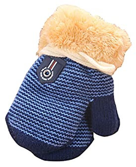 AIDIER Baby Winter Fäustlinge Gestrickte Handschuhe mit Fleece gefüttert Hang Neck Fäustlinge für Baby Jungen Mädchen 6 Monate-3 Jahre