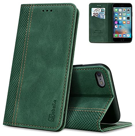 AKABEILA Case for iPhone 6 Plus/6S Plus, Premium PU Leather Flip Folio Wallet Book Case Phone Case Cover with Magnetic Closure Stand Card Slot Green