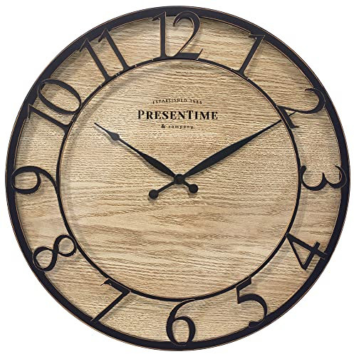 Presentime & Co 53,3 cm Farmhouse Serie Wanduhr Landhausstil Vintage Design Öl eingerieben Antik Bronze Finish Wanddekoration für Wohnzimmer, Esszimmer und Eingangsbereich