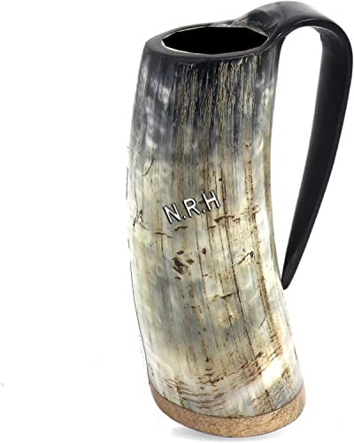 Tasse Viking en corne à boire – Chope à bière viking de qualité supérieure avec fond en bois dur super renforcé
