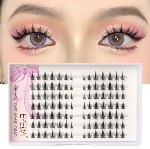 EMEDA Cils en grappe 98 Pcs DIY Cils Manga 7 paires Cils Cat Eye C Curl Extension de cils DIY Faux cils naturels Rubans de cils (Manga lashes)