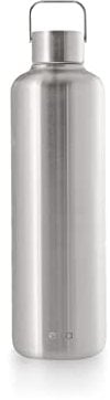 EQUA Timeless Isolierte Trinkflasche, doppelwandig, Edelstahl, 24 Stunden kalt oder bis zu 12 Stunden heiß, BPA-frei, auslaufsicher, haltbar, multifunktional (Steel, 1000ml)