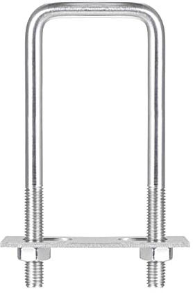 sourcing map 2 Sätze Quadratische U Bolzen 52mm(2.05) Innenbreite 150mm Länge M10 304 Edelstahl U Klemmschraube mit Mutter und Platte für Bootsanhänger