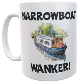 Decalarama Narrowboat Wanker Mug Gift - Novelty Cute Canal Boat Rude Funny Holiday Travel Boating Vacation Cup Present