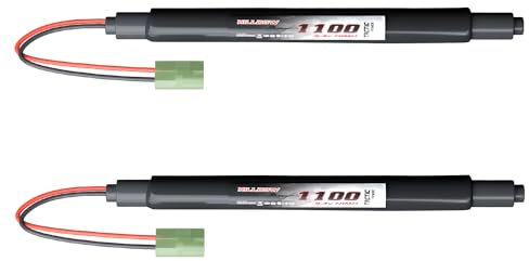 Hilldow 8.4V NiMH Airsoft Battery 1100mAh Rechargeable Stick Pack Batteries High Performance Compatible with Mini Ta mi ya Connector for Airsoft Guns Rifle Model