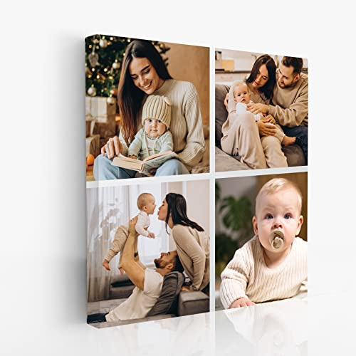 Edenpack Personalised Collage Canvas Photo Prints with Your Family Pets Kids Framed Birthday Christmas Anniversary Wedding Custom Picture Valentine Gifts for Couples (Custom Design 5, 30''x30'')