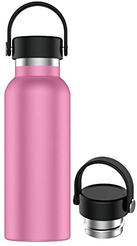 Botella de Agua Acero Inoxidable con Asa - Botella Térmica Reutilizable | Sin BPA | Mantiene 24H Frio / 12H Calor | Termo y Hermética - A Prueba de Fugas (750ml, Rosa Mate)