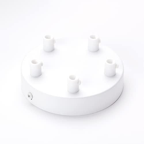 Baldachin mit 5 Kabelauslässen Abdeckung (Ø 120 mm), Deckenbaldachin für Hängeleuchte, Metall, weiß