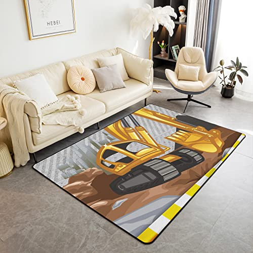 Baugewerbe Teppich 150x200cm Matte Ausrüstung LKW Bagger Teppich Weich für Küche und Balkon Outdoor Teppich Weich Gemütlich WohnzimmerTeppich Home Wetterfest Dekor Kinder Schlafzimmer Wohnzimmer