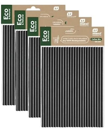 Artic North Company Eco & Natural 400 Pajitas de Papel Desechables 20 cm x 6 mm, 100% Ecológico, Reciclable y Biodegradable, Libre de BPA, Color Negro