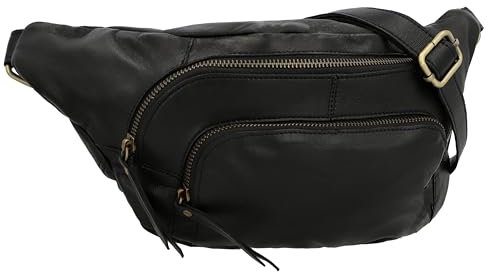 Gusti Gürteltasche Leder Sverre – Vintage Bauchtasche Leder für Damen & Herren – Praktische Hüfttasche mit 3 Fächern & Zippern