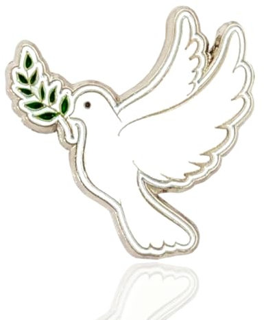 Generisch Friedenstaube Pin/Anstecker, 22 x 21,5 mm, Weiß/Grün, Unisex, All Ages, Pin, Schmetterlingsverschluss