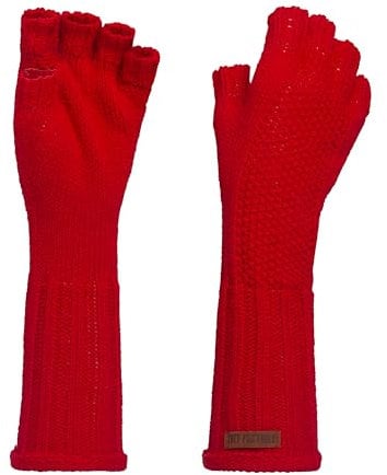KNIT FACTORY - Ika Handstulpen - Fingerlose Handschuhe - Gestrickte Handschuhe für Winter - Damen Handstulpen aus Wolle - Hochwertige Qualität - Bright Red