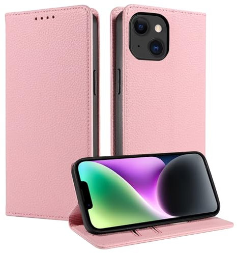FERLAN Hülle für iPhone 7 Plus/8 Plus Schutzhülle [Litschi Leder][Kartenfach][Magnet][Standfunktion][RFID-Sperre],Handyhülle Ledertasche Kompatibel mit iPhone 7 Plus/8 Plus - Roségold