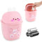 QLFJ-FurDec Tischabfalleimer Klein, Kawaii Mini Desktop Mülleimer mit 3 Rollen Müllsäcke, Cartoon Rosa Kaninchen Tischmülleimer mit Deckel 16.4 * 16.4 * 25cm, Cute mülleimer für Den Waschtisch(Pink)
