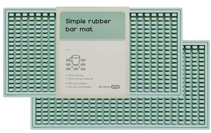 Confezione da 2 tappetini da bar, stuoie per la casa, utensili da bar, tappetino verde da cocktail bar 15,9 x 27,9 cm, adatto per bar, campeggio all'aperto, casa bar mat