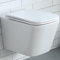 HOROW Rimless Wall Hung Toilet Modern Bathroom Toilet with Seat, Ceramic White Close Coupled WC Soft Closing Seat Short Projection, Quick Release Easy Clean WC, 34 x 50.5 x 36 cm (WxDxH)