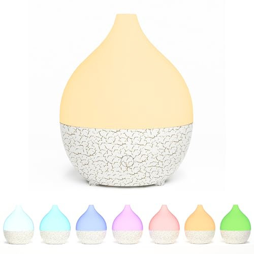 SALKING Diffuseur d'Huile Essentielle, Modèle de Fissure Ultrasonique Diffuseur Huiles Essentielles Electrique, Humidificateur d'air avec Lumière Chaude Arrêt Automatique pour Chambre, Yoga, Massage