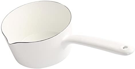 Petite Enamel Butter Melting Pot for Home Cooking, White, 12x8cm