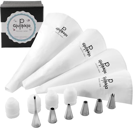 GIUPIKKIA Sac a Poche Riutilizzabile con beccucci sac a poche (4 Sac a Poche + 6 ugelli + 4 connettori)