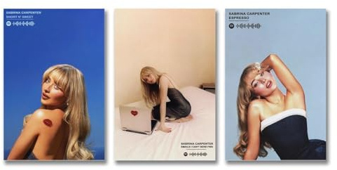 Poster Sabrina Carpenter, Sänger, ein Set mit 3 Leinwandpostern, ästhetisches Festival, Geschenk, Familie, Schlafzimmer, Dekoration, Wandkunst, Zuhause, 20 x 30 cm, 3 Stück, Stil 1