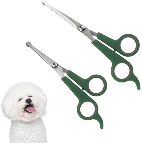 2 x Fellschere für Hunde, professionelle Haustierpflegeschere, 2 Größen, Augenschneideschere mit runder Sicherheitsspitze, Haustierpflege-Werkzeug für Hunde, Katzen, Kleintiere