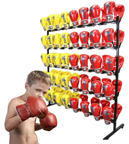 HCAUYNN Glove Storage Rack,Gym Boxing Glove Rack,Five-Layer Rack Design, For Professional Boxing Glove Hanging Display,Floor-standing40sets