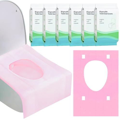 60Stück Einweg Toilettenauflage Einweg Toilette Auflage Toiletten Sitzbezug | Toiletten Sitzbezug für Kinder und Erwachsene Universal Töpfchentraining Toilette Töpfchentraining, Einzeln Verpackt (Rosa)