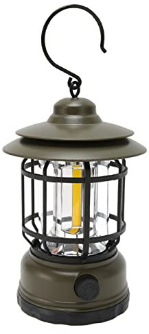 Qukaim Linterna portátil para exteriores, linterna vintage para camping, IPX4, impermeable, recargable por USB, lámpara de tienda de campaña portátil COB con gancho, verde, linterna decorativa para