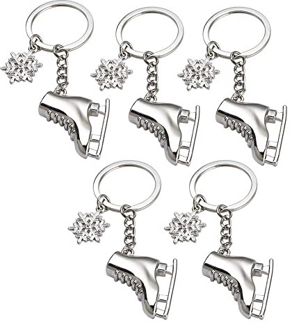 Sessleger 5 Stück Eiskunstlauf-Schneeflocken, Schlüsselanhänger, Geschenk, Eiskunstlauf, 3D, Skate, Schuhe, Schlüsselanhänger, Wintergeschenk